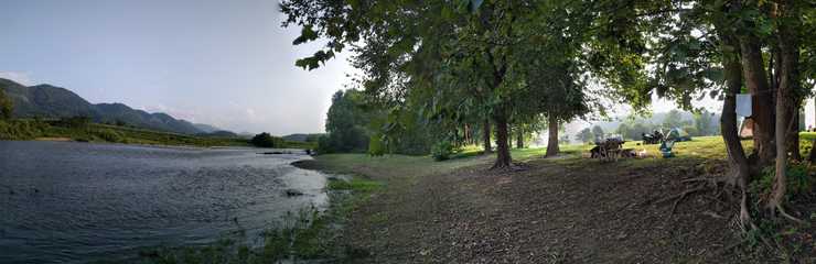 Camping by a river